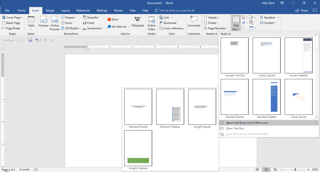 insert text box in word for mac